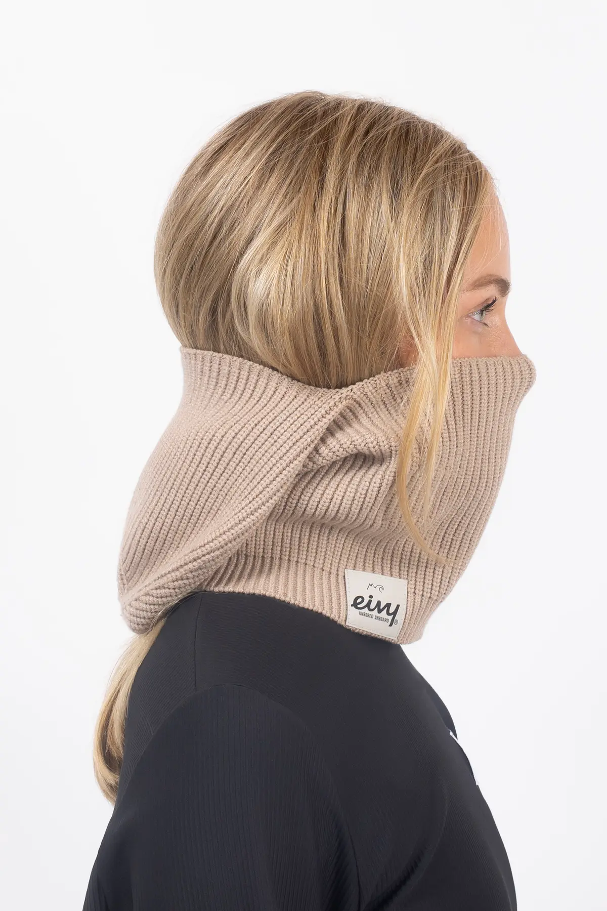 Foldable Knit Balaclava Beanie - Sand