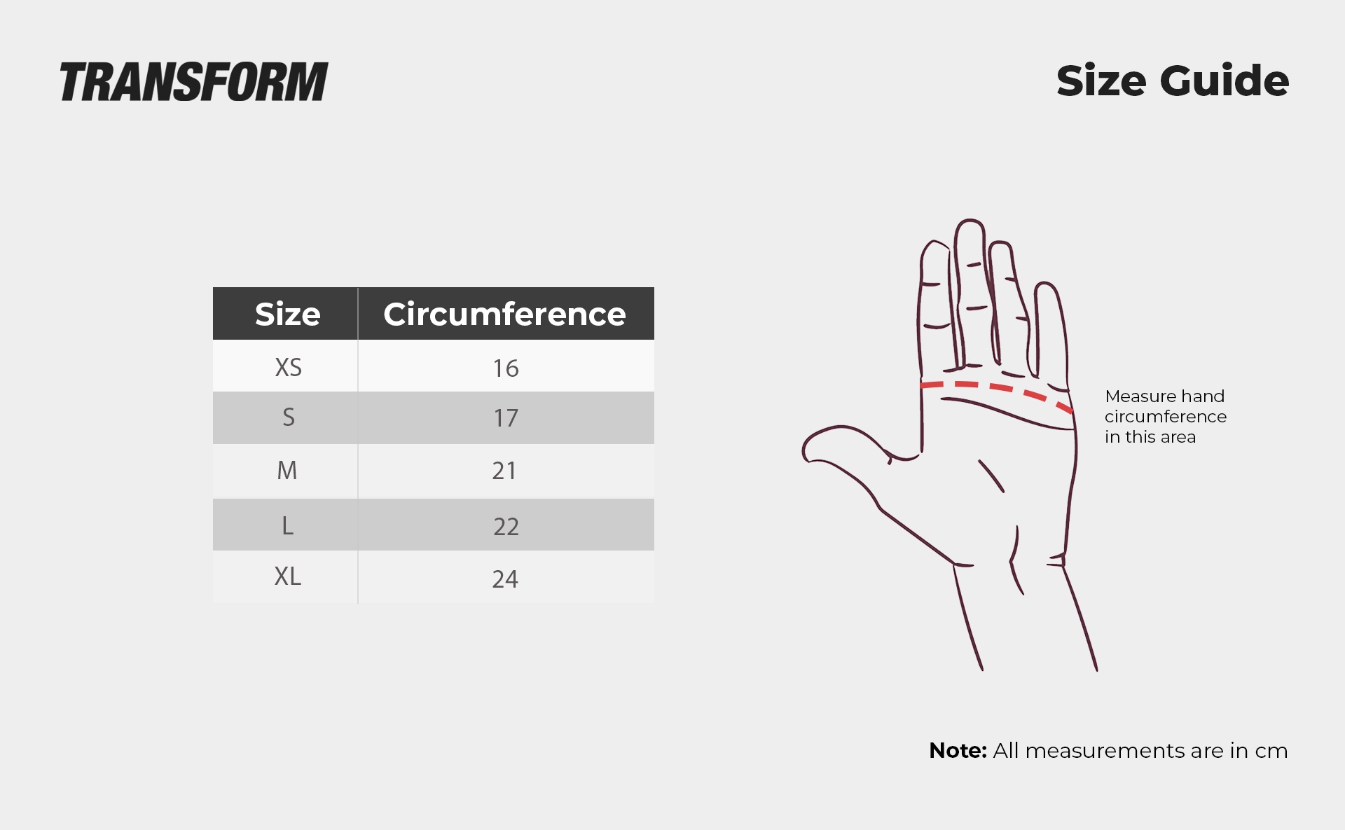 Eivy x Transform size guide