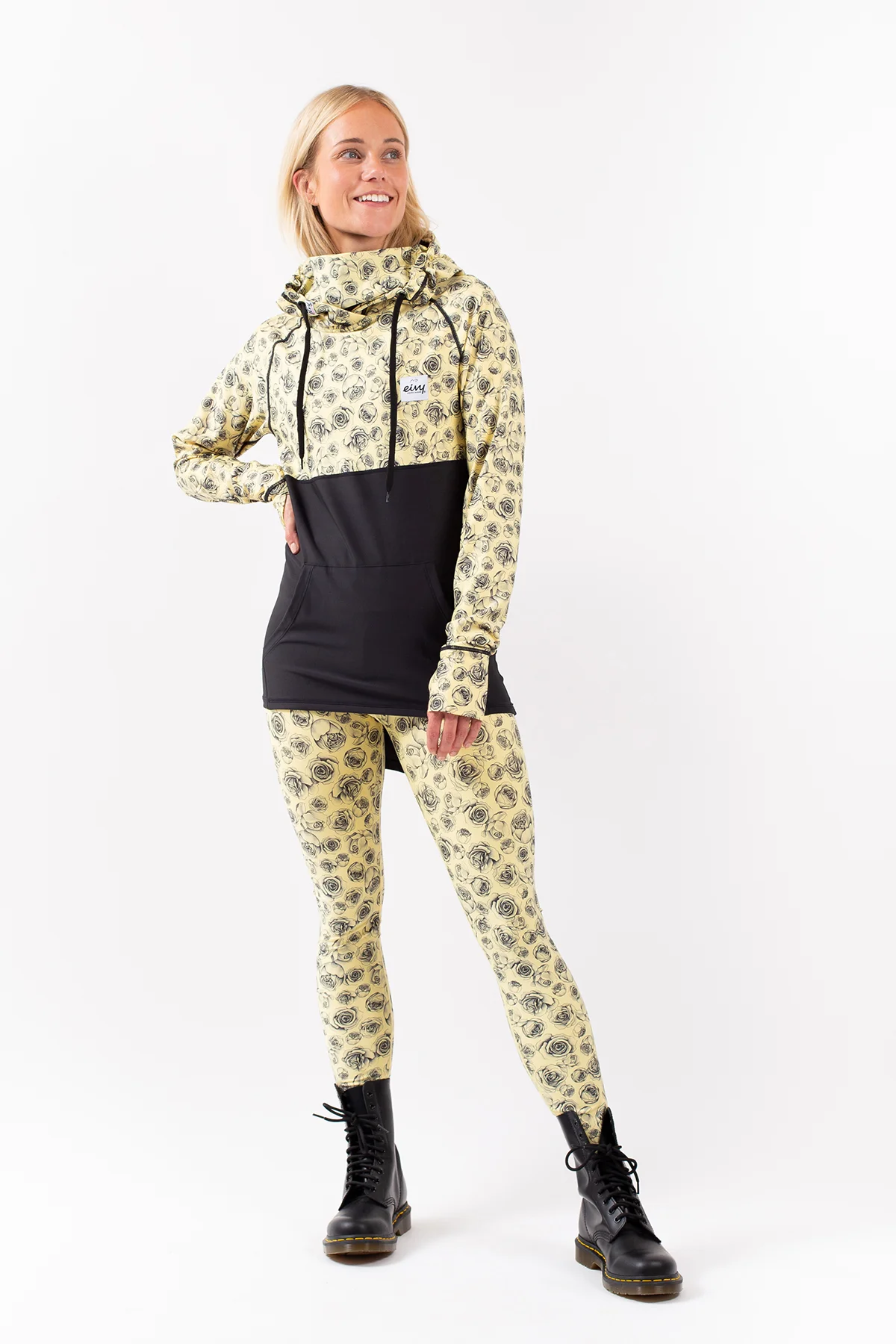 Icecold Hoodie Top Yellow Charcoal Rose