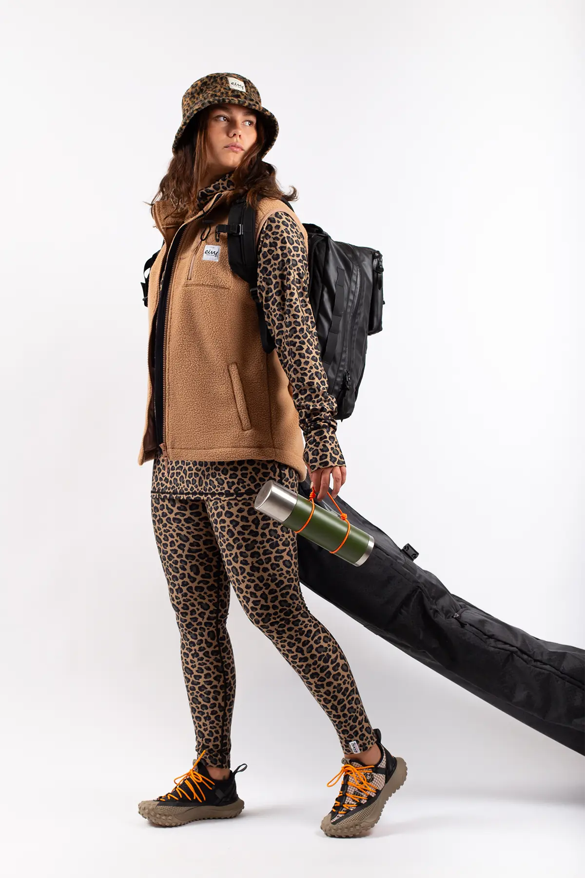 Frugi Ottilie Outfit Top+Leggings, Snow Leopard - Elasticated organic  cotton girl
