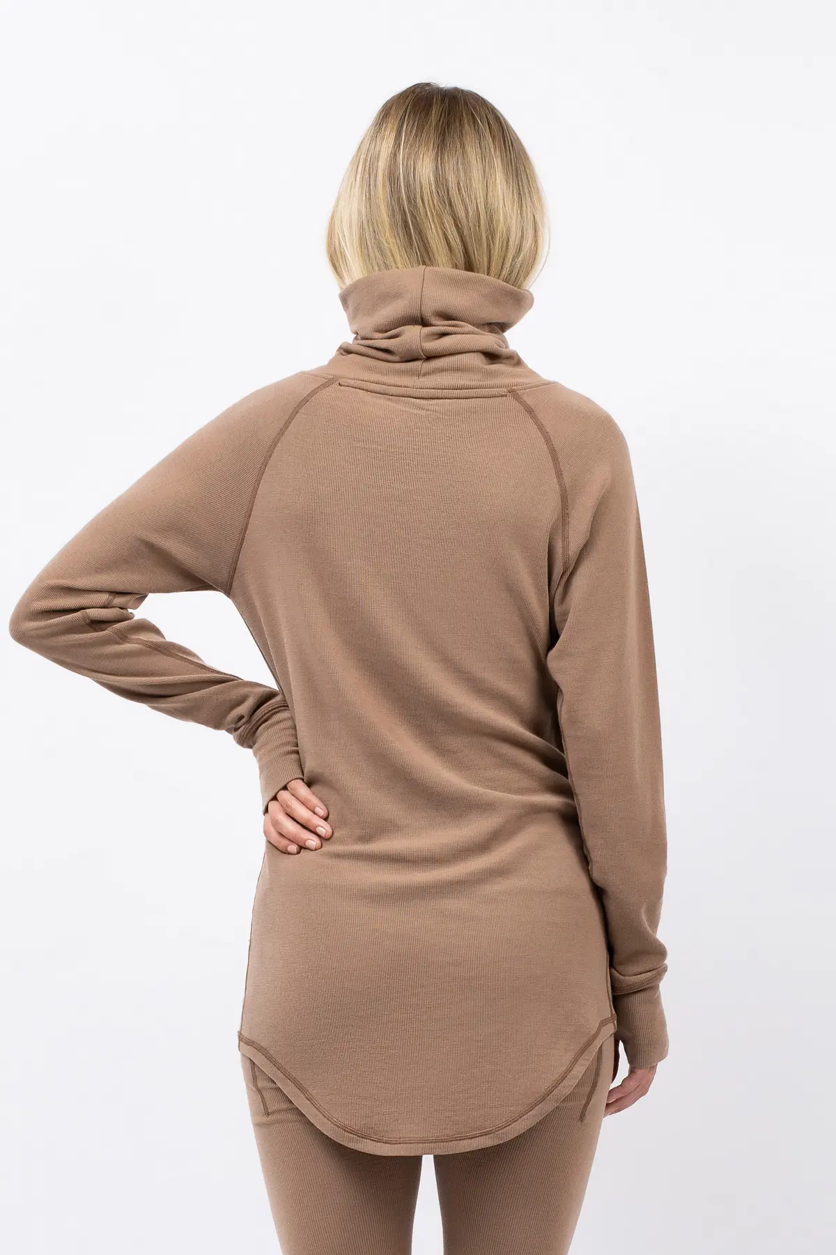 Icecold Merino Wool Gaiter Rib Top - Faded Coffee | L