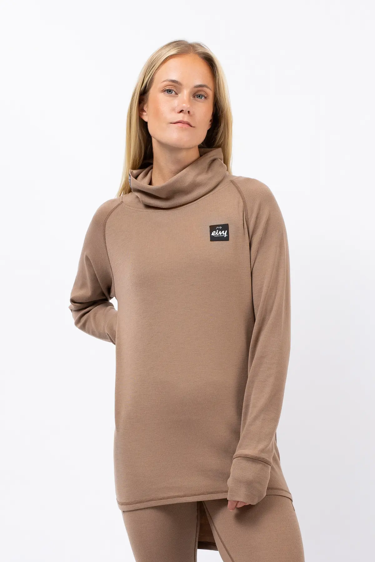 Icecold Merino Wool Gaiter Rib Top - Faded Coffee | L