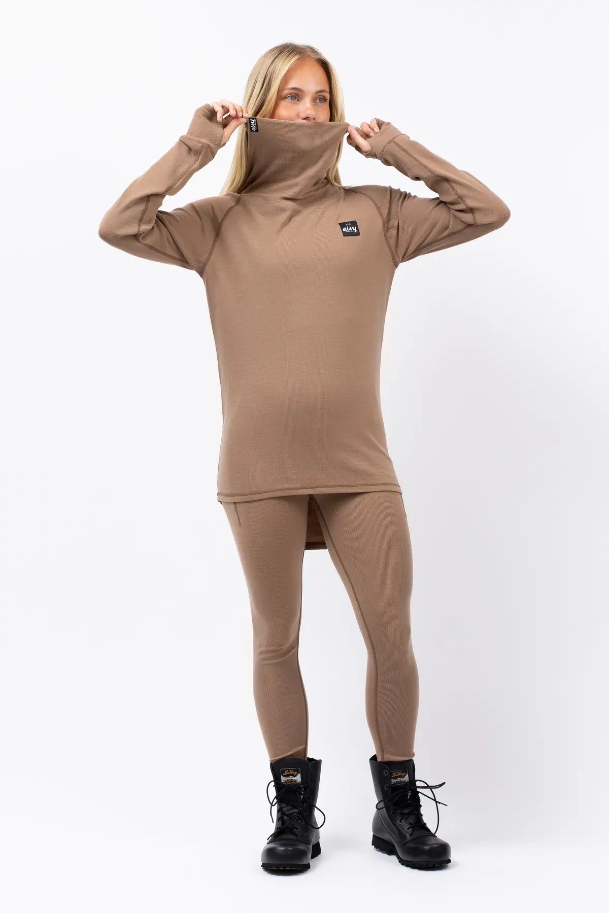 Icecold Merino Wool Gaiter Rib Top - Faded Coffee | L