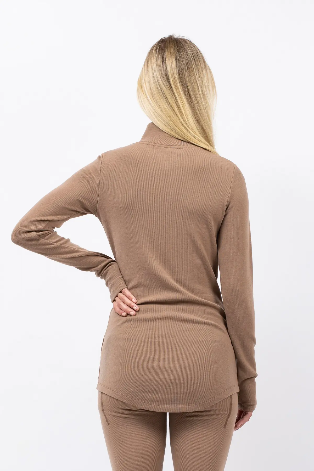 Journey Merino Wool Rib Top - Faded Coffee