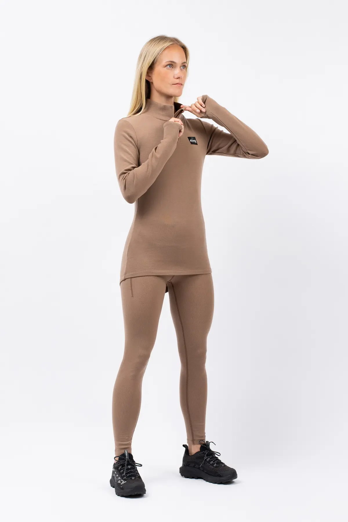 Journey Merino Wool Rib Top - Faded Coffee