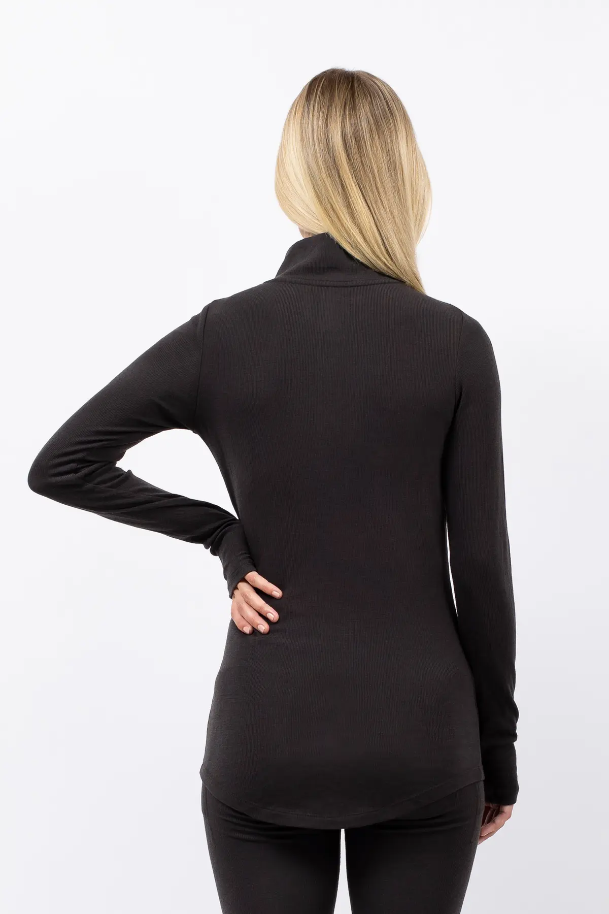 Journey Merino Wool Rib Top - Black
