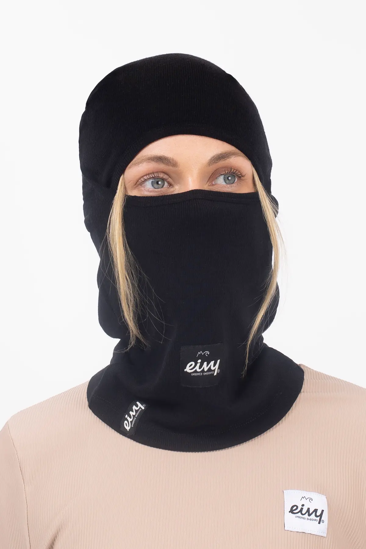 Hinge Merino Wool Rib Balaclava - Black