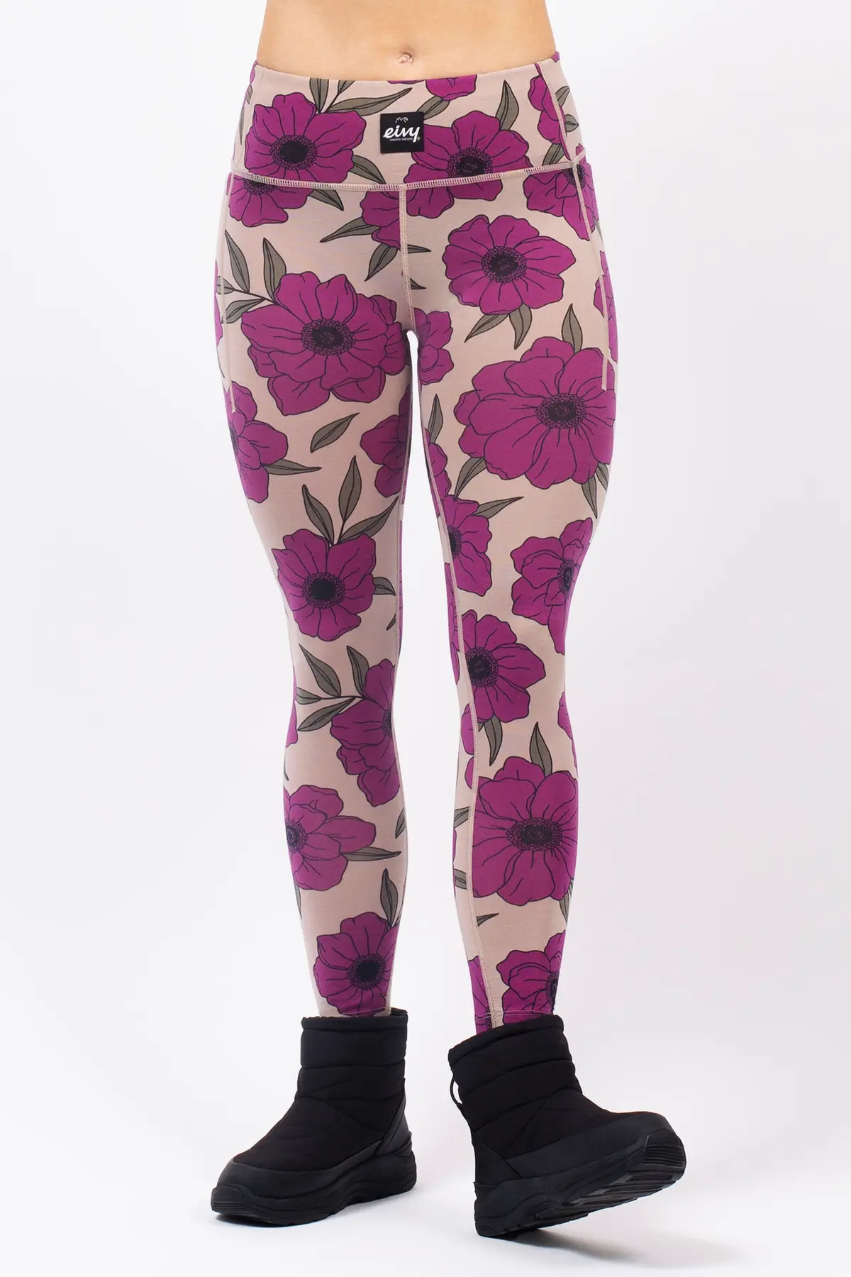 Pocket Merino Wool Tights - Earth Flowers
