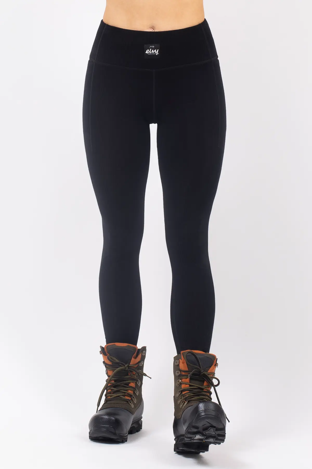 Pocket Merino Wool Rib Tights - Black | S