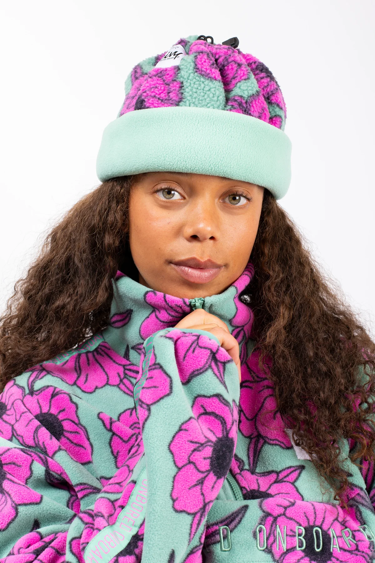 Beanie Sherpa Neckwarmer - Turquoise Flower