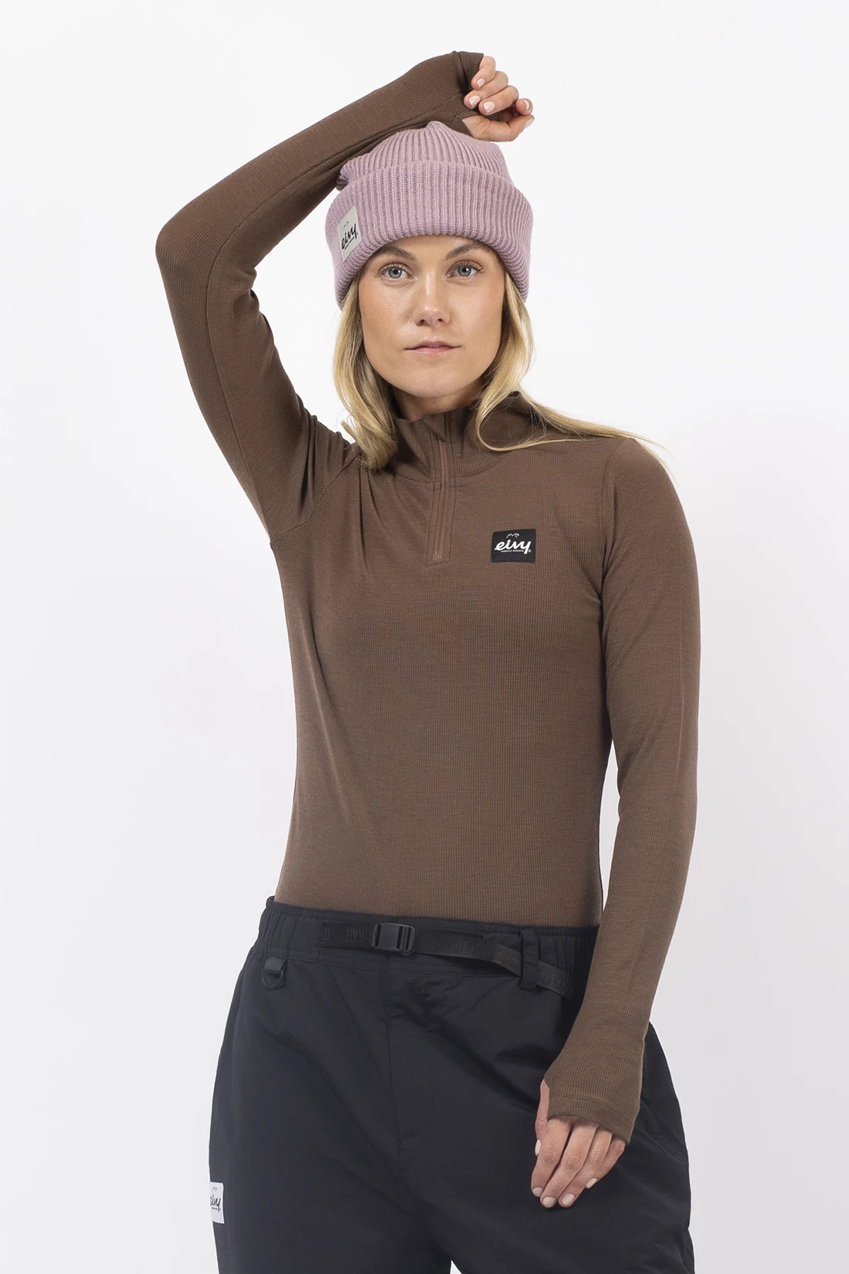 Journey Merino Wool Rib Top - Brown