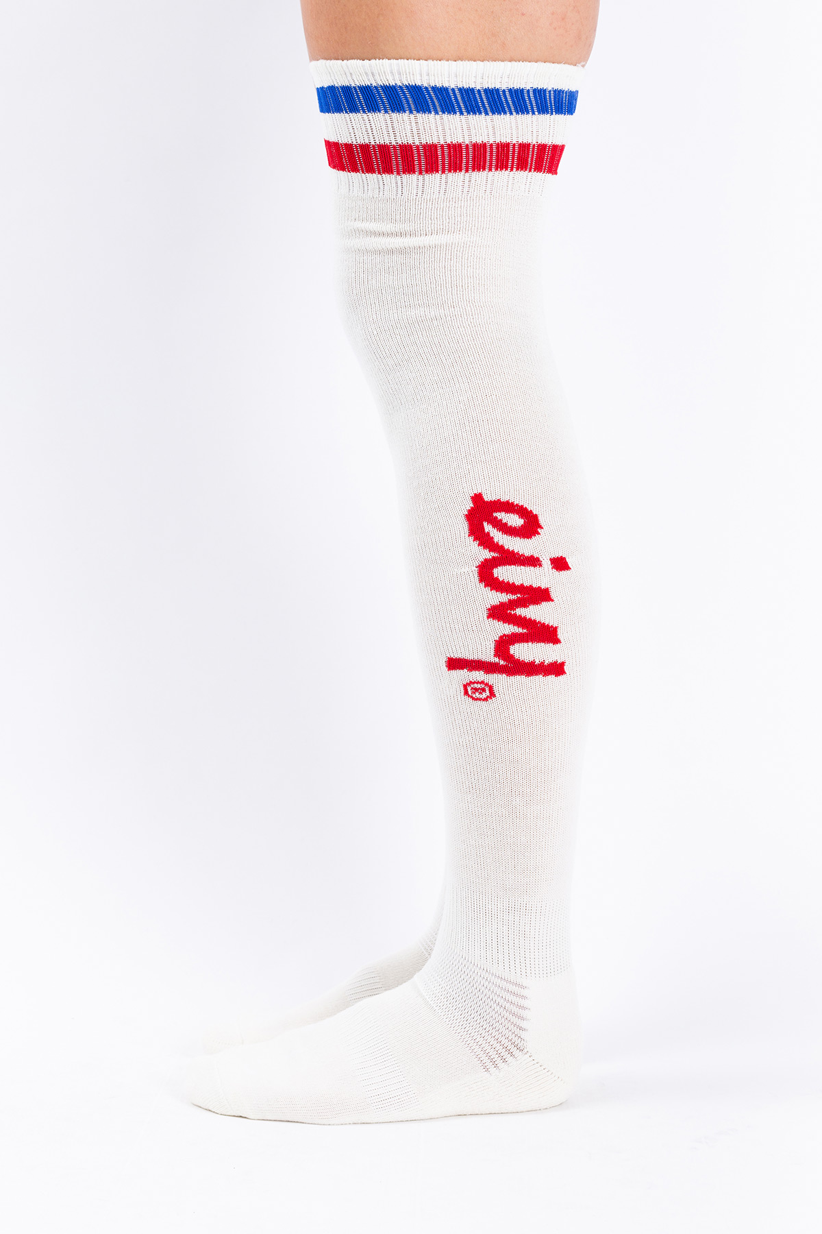 Cheerleader Over Knee Wool Socks - Offwhite