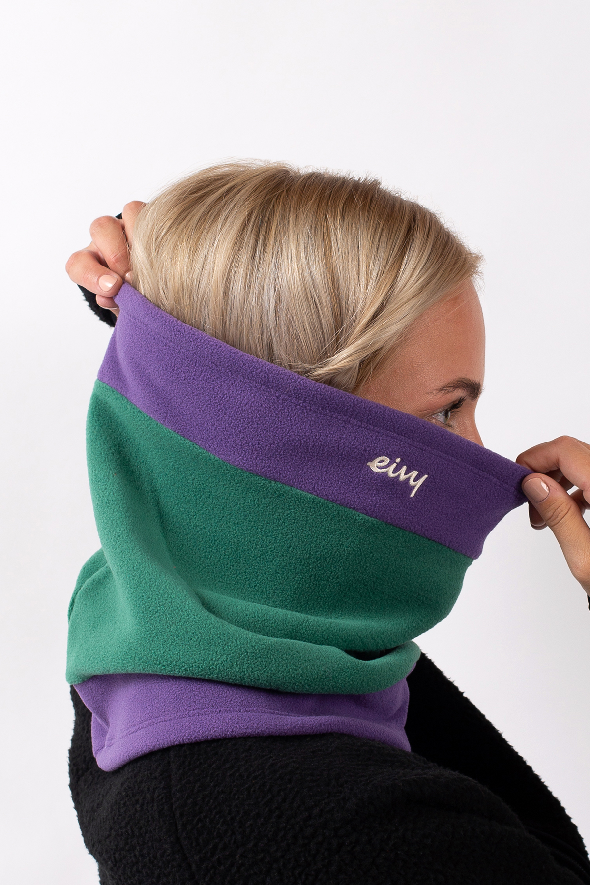 Tubular Fleece Neckwarmer - Green & Purple | One Size