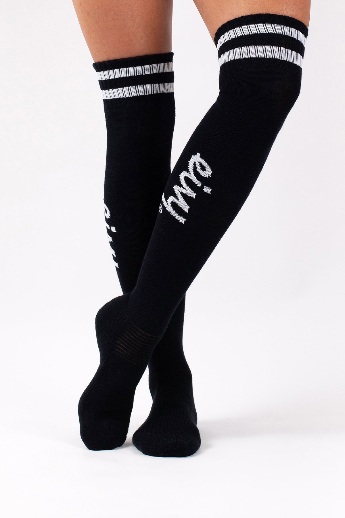Cheerleader Over Knee Wool Socks - Black | 39-41