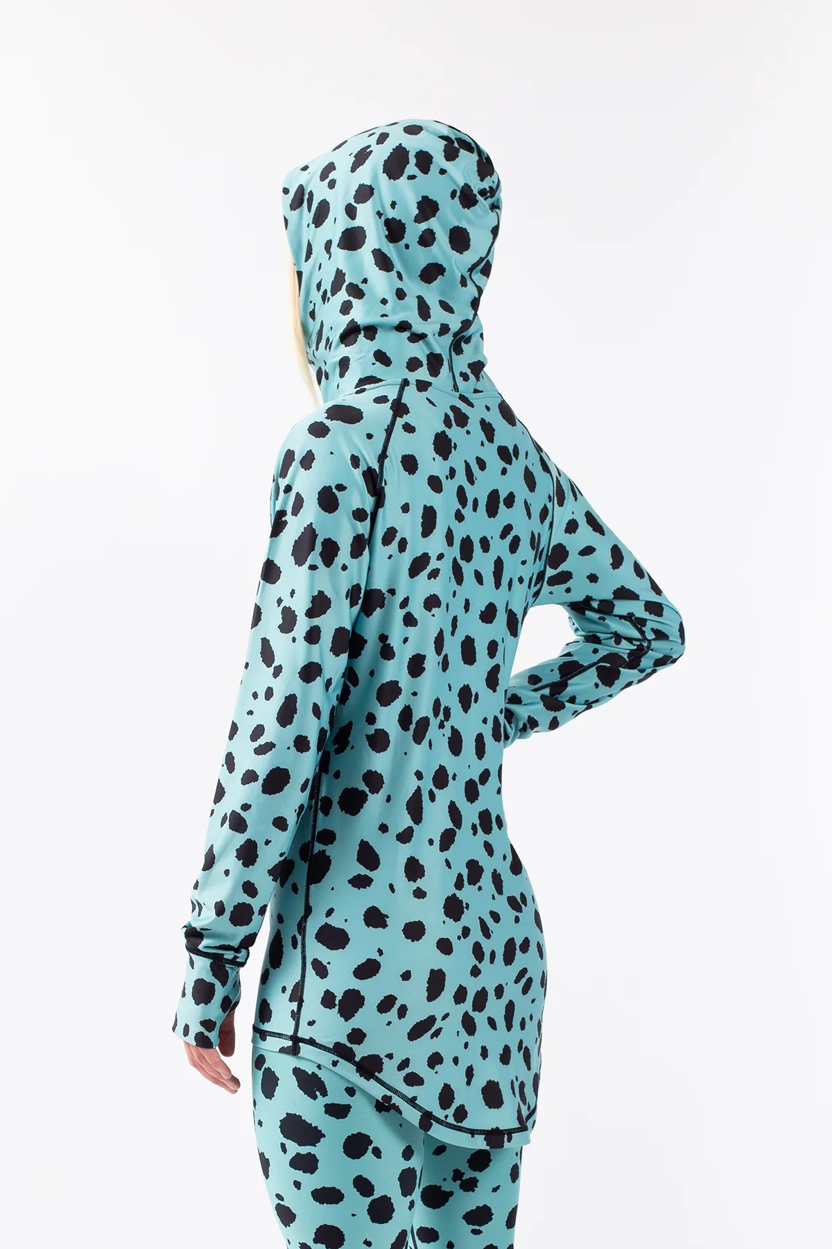 Icecold Zip Hood Top - Turquoise Cheetah