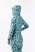 Icecold Zip Hood Top - Turquoise Cheetah | XS