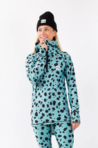 Icecold Zip Hood Top - Turquoise Cheetah