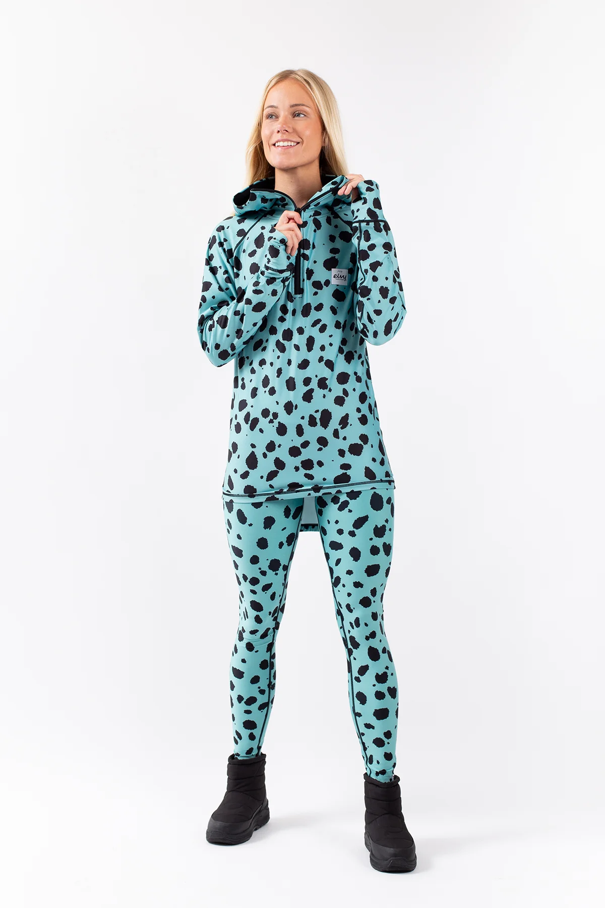 Icecold Zip Hood Top - Turquoise Cheetah | L