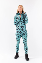 Icecold Zip Hood Top - Turquoise Cheetah | S