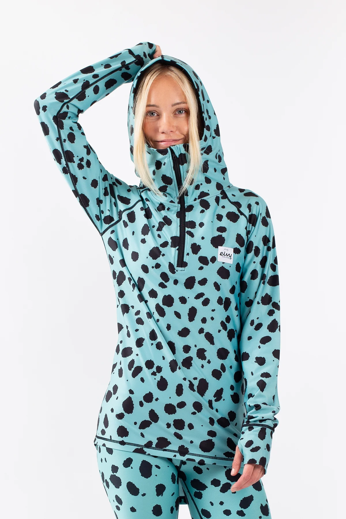 Icecold Zip Hood Top - Turquoise Cheetah | M