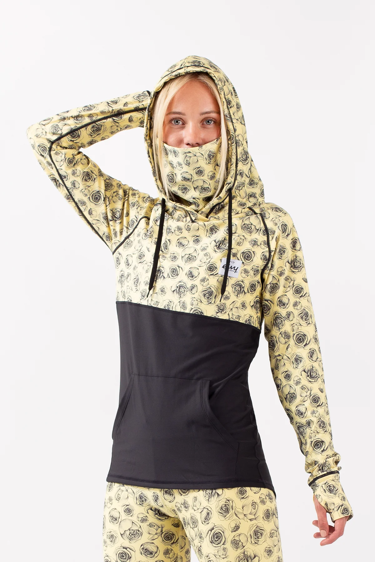 Icecold Hoodie Top - Yellow Charcoal Rose