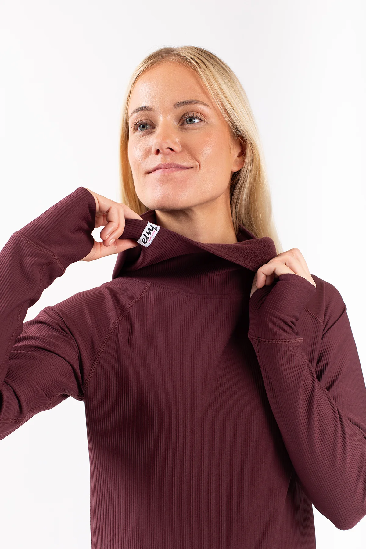 Icecold Hood Rib Top - Wine | M