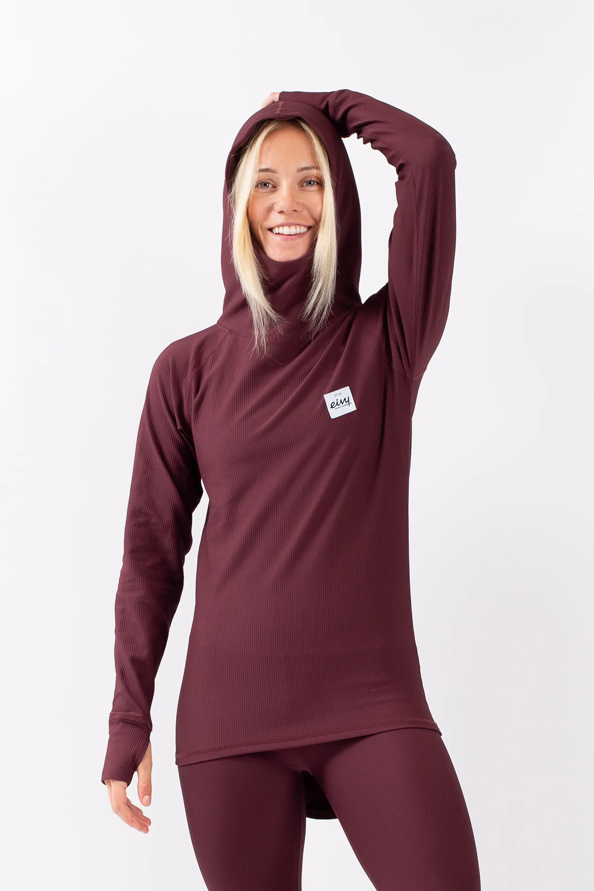 Base Layer Icecold Hood Rib Top Wine