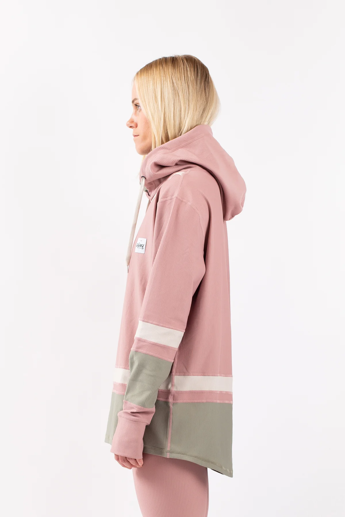 Loose Fit Hoodie Rib Top - Faded Blocks