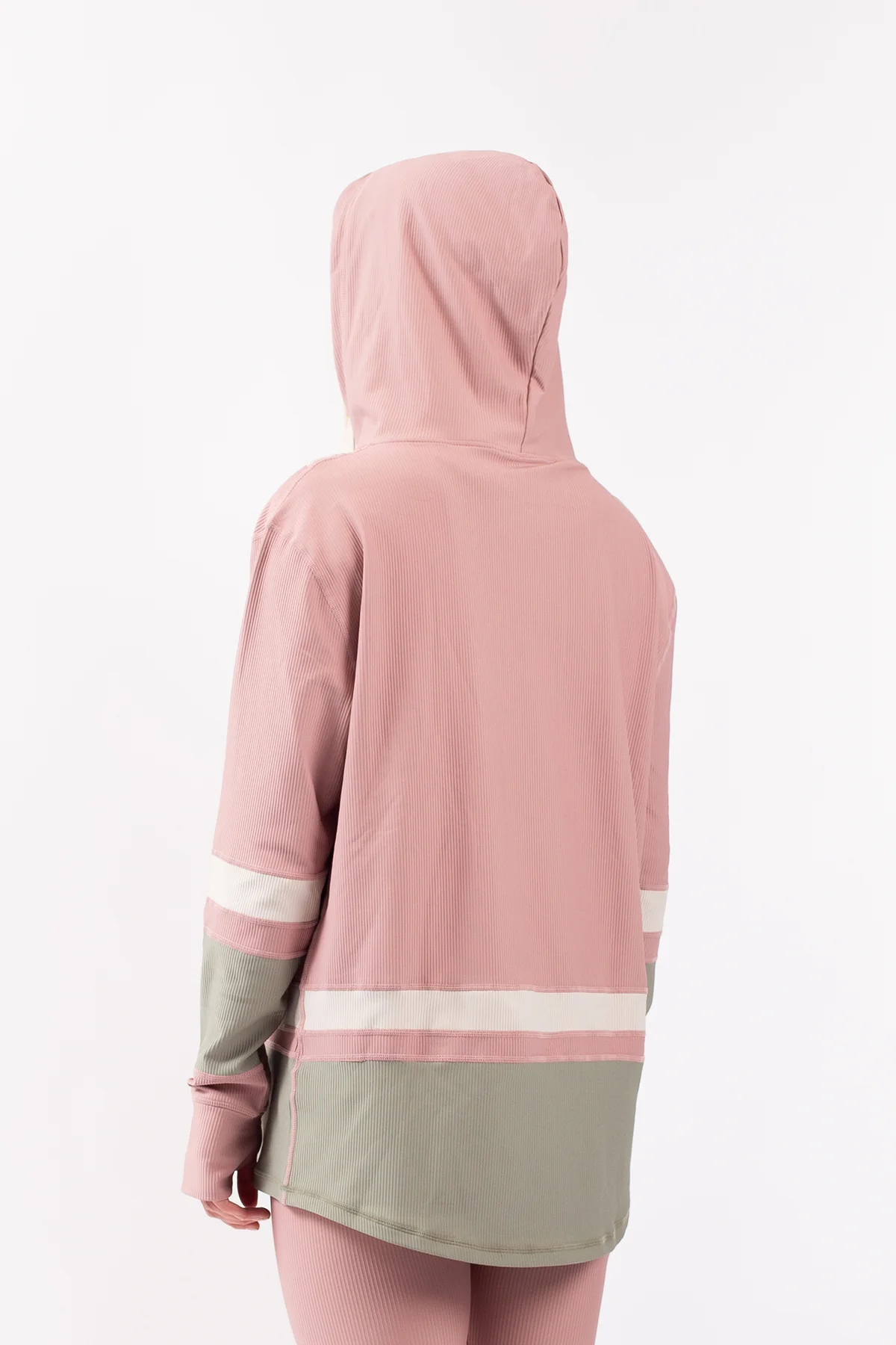 Loose Fit Hoodie Rib Top - Faded Blocks