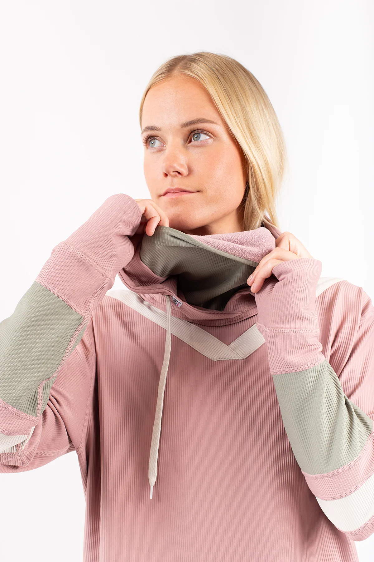 Loose Fit Hoodie Rib Top - Faded Blocks