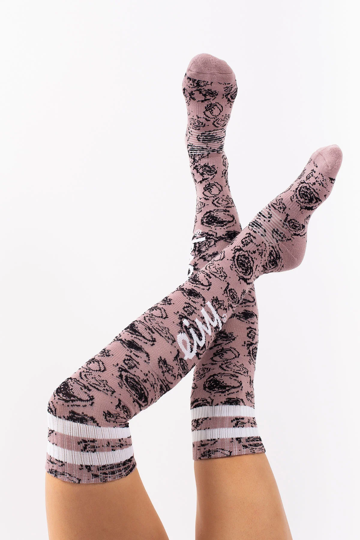 Cheerleader Over Knee Wool Socks - Charcoal Woodrose