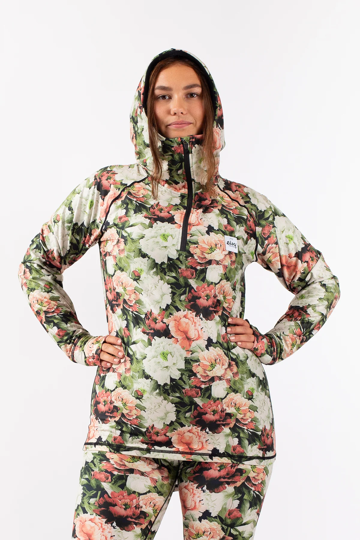 Funktionsunterwäsche | Icecold Zip Hood Top - Autumn Bloom