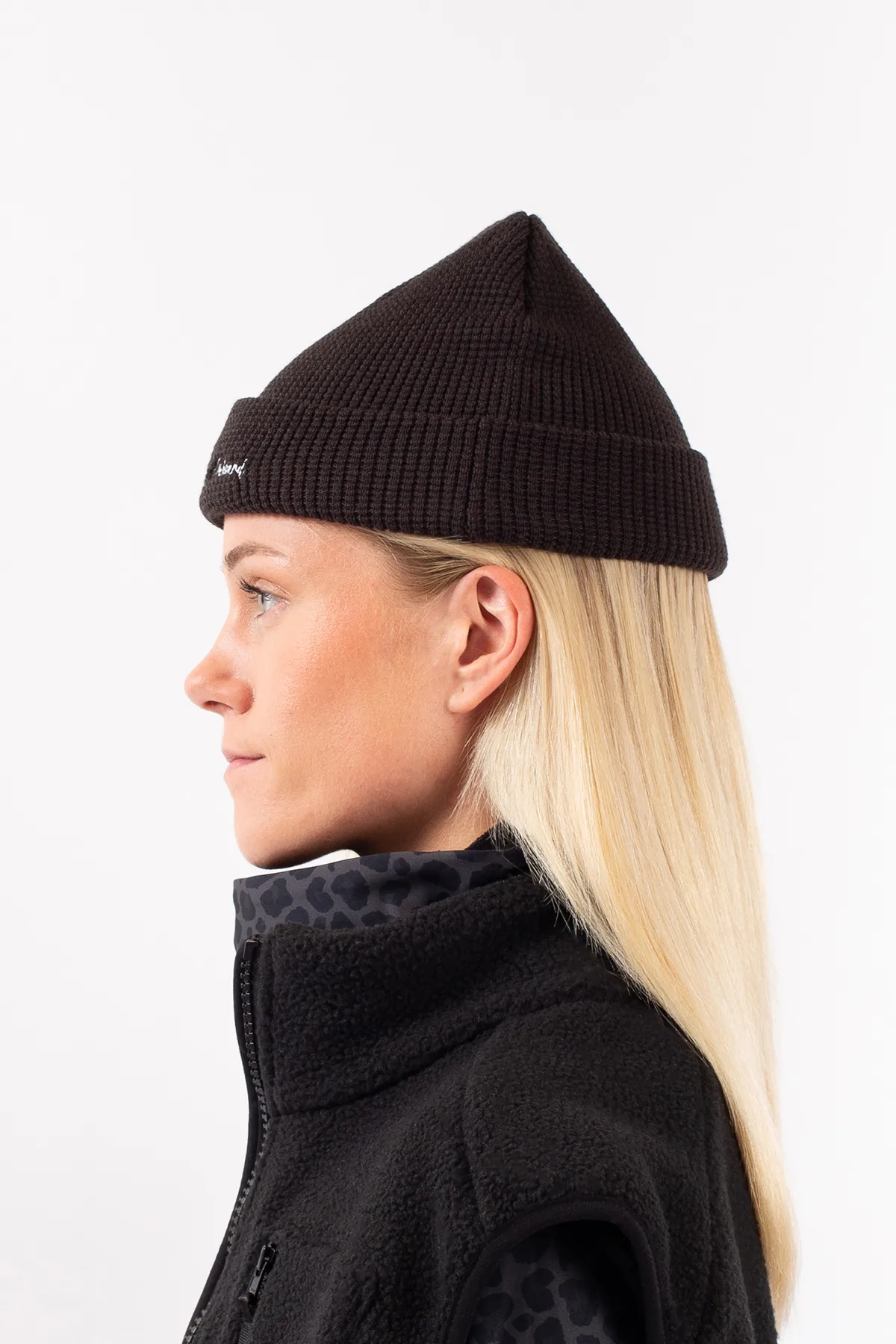 Shorty Waffle Knit Beanie - Black