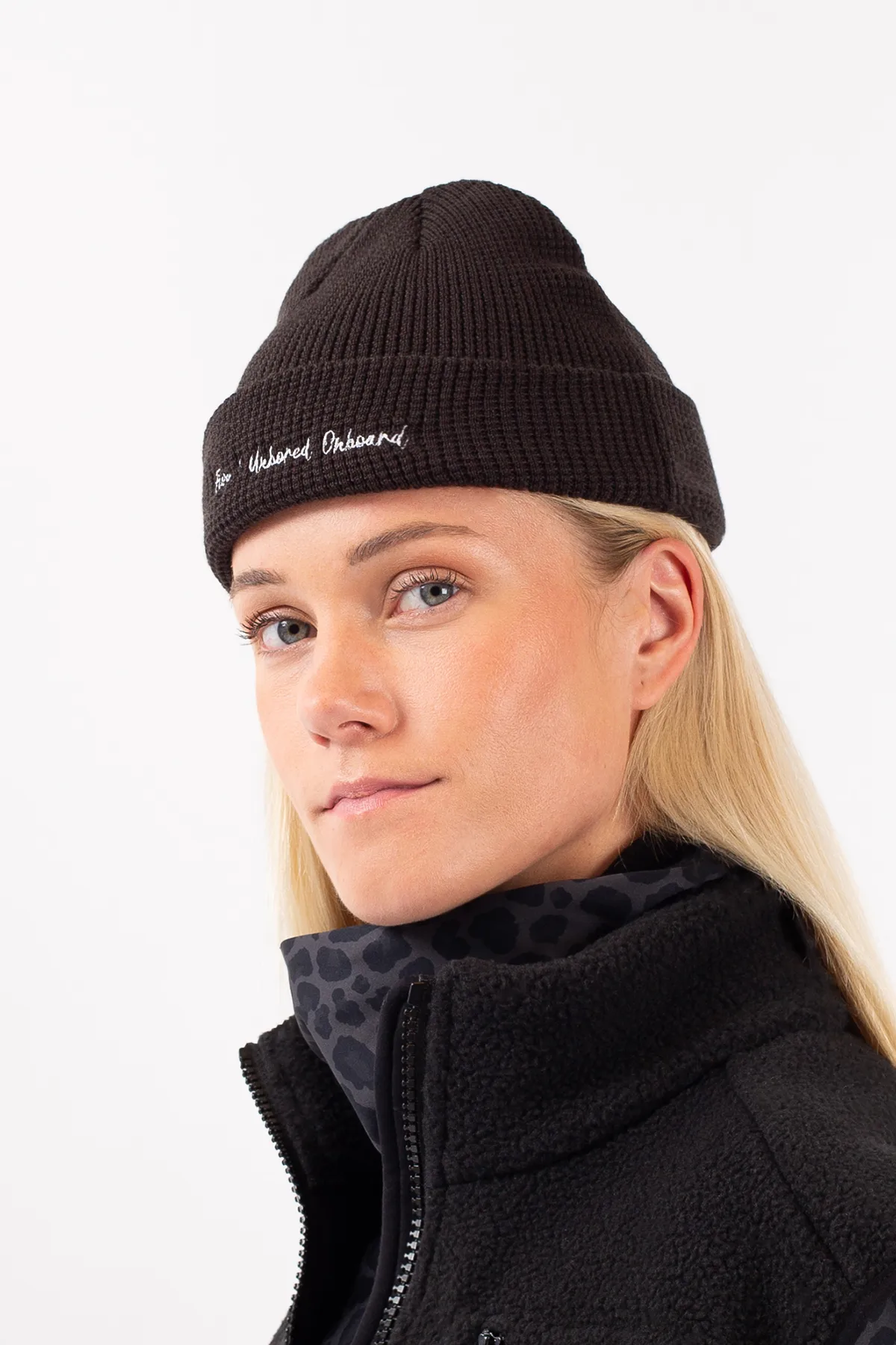 Shorty Waffle Knit Beanie - Black