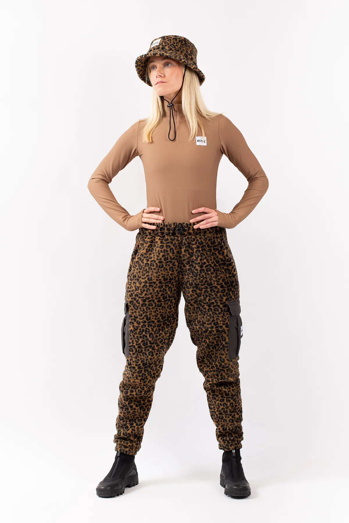 Cargo Sherpa Pants - Leopard