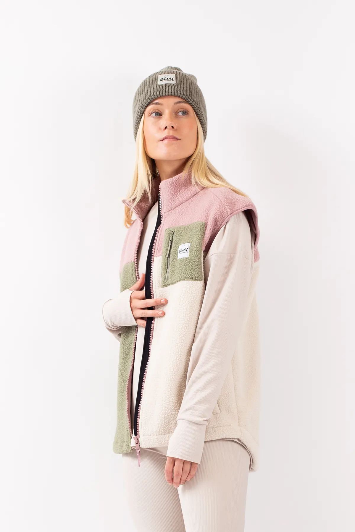 Lumberjackie Sherpa Vest - Faded Blocks | XS