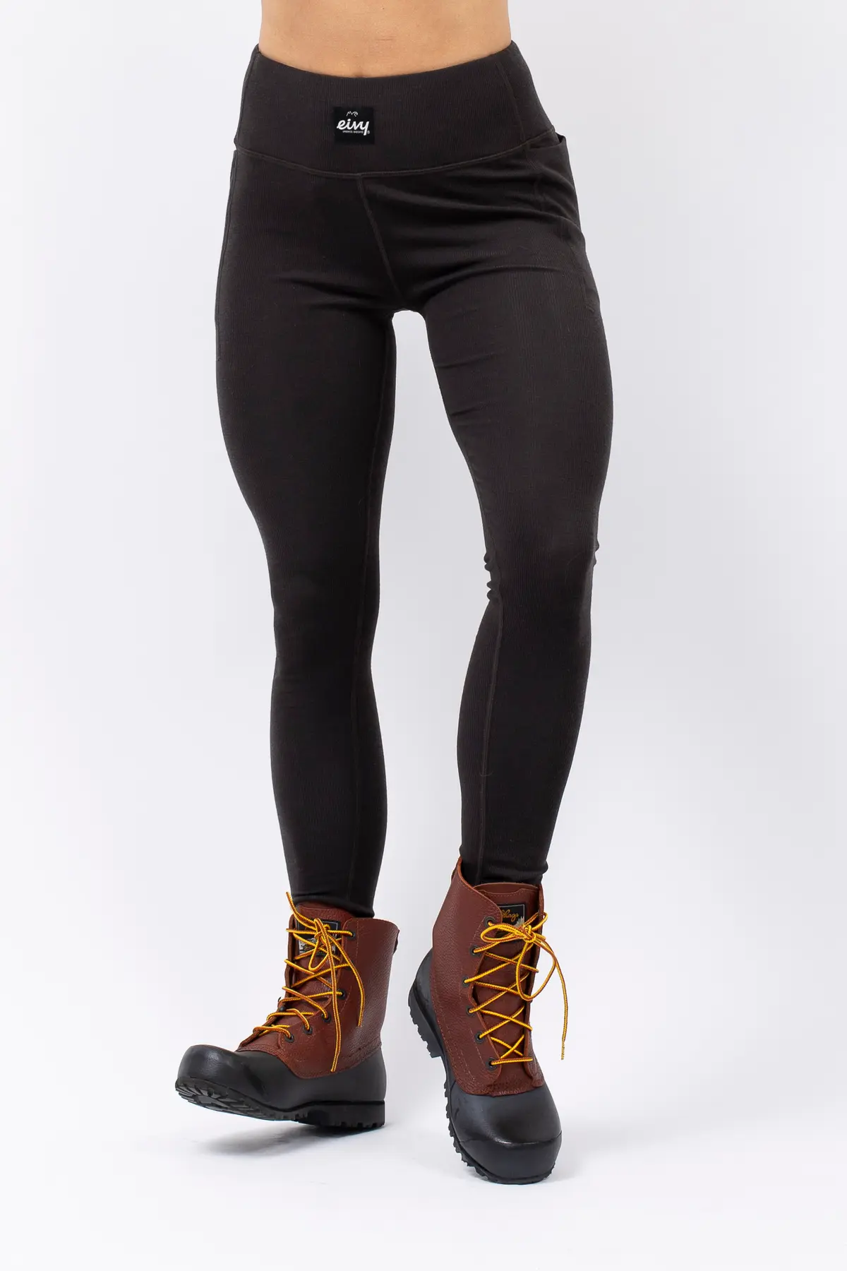 Pocket Merino Wool Rib Tights - Black