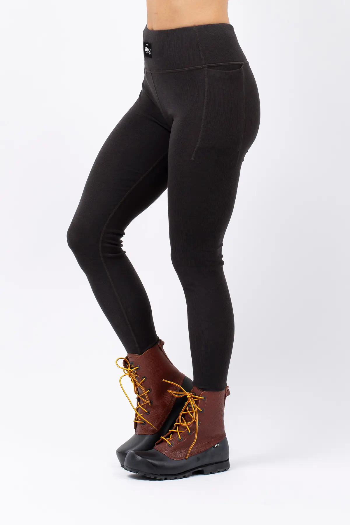 Pocket Merino Wool Rib Tights - Black