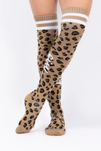 Cheerleader Over Knee Wool Socks - Leopard