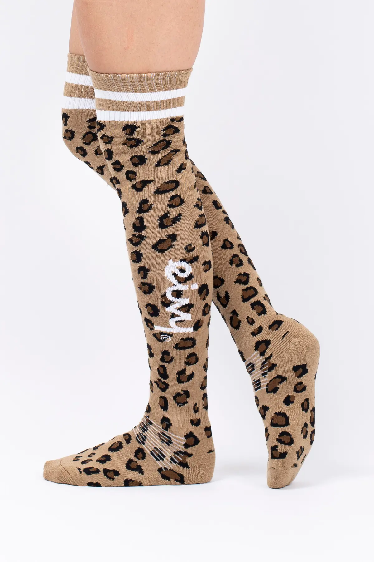 Cheerleader Over Knee Wool Socks - Leopard