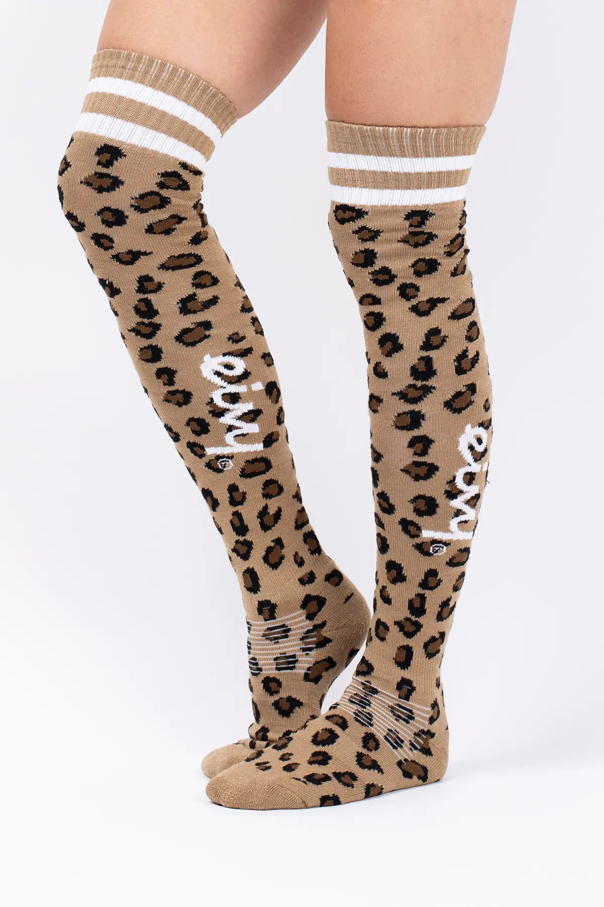 Cheerleader Over Knee Wool Socks - Leopard