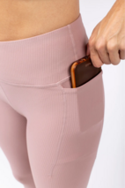 Pocket Rib 3/4 Tights - Faded Woodrose