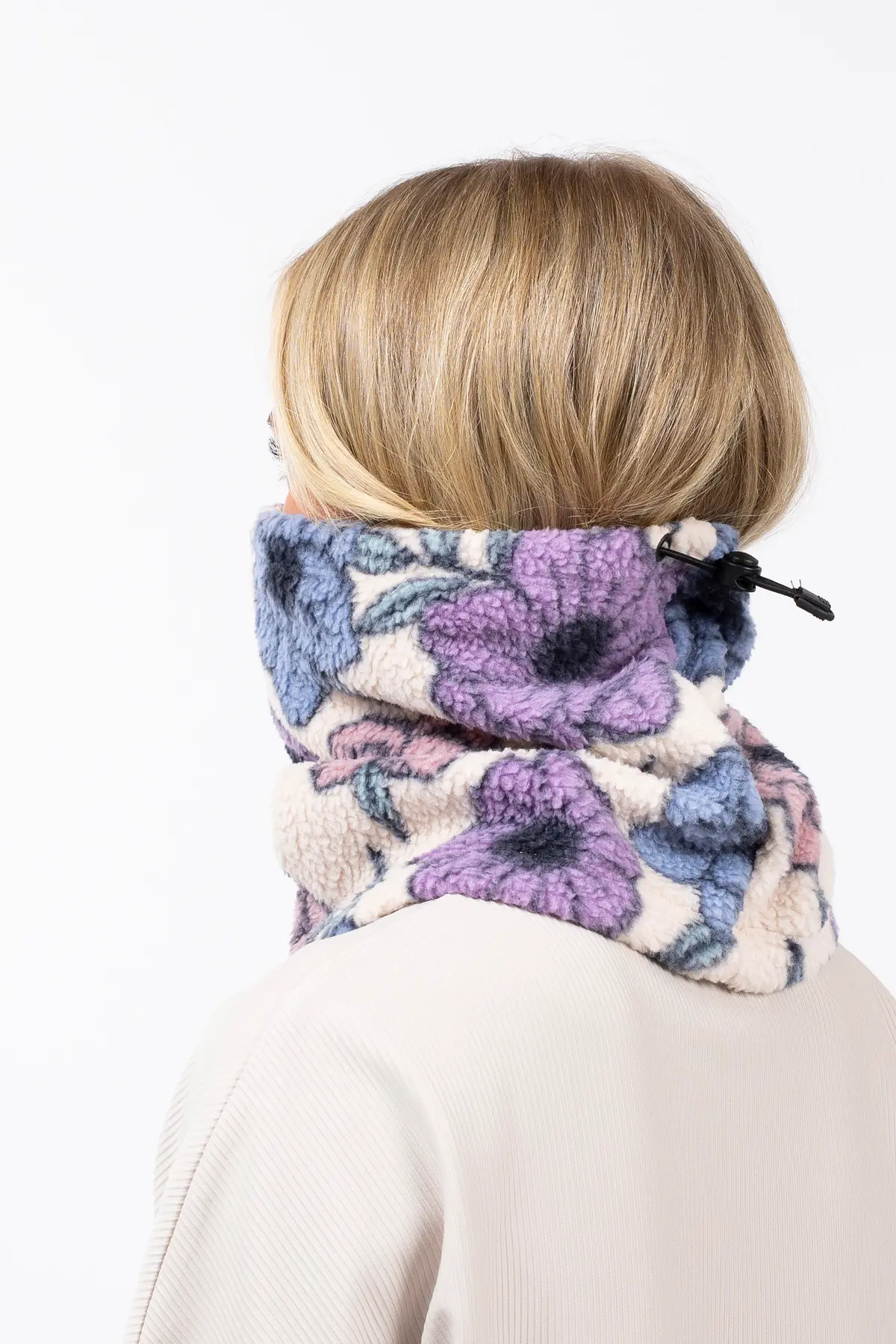 Adjustable Sherpa Neckwarmer - Big Flower